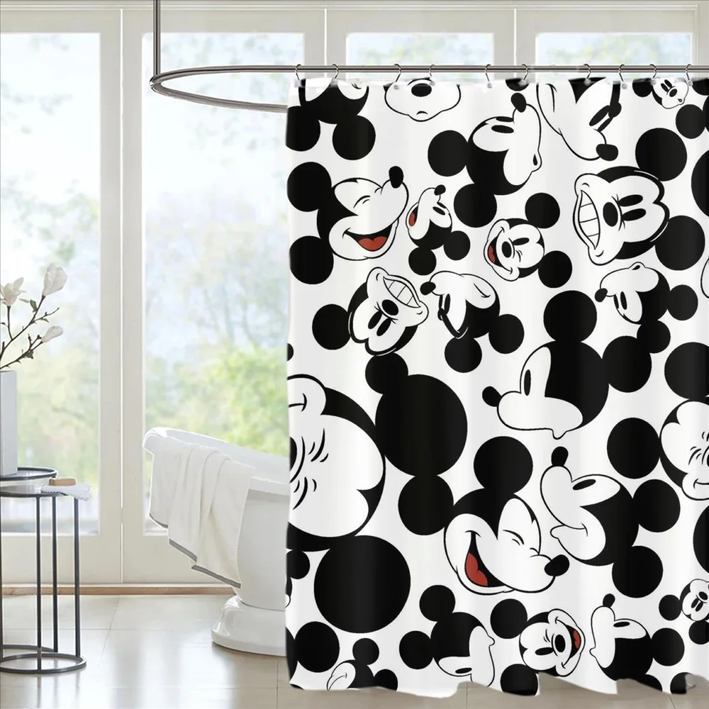 Черная занавеска для ванной комнаты с Микки Маусом душевой набор декора белые
