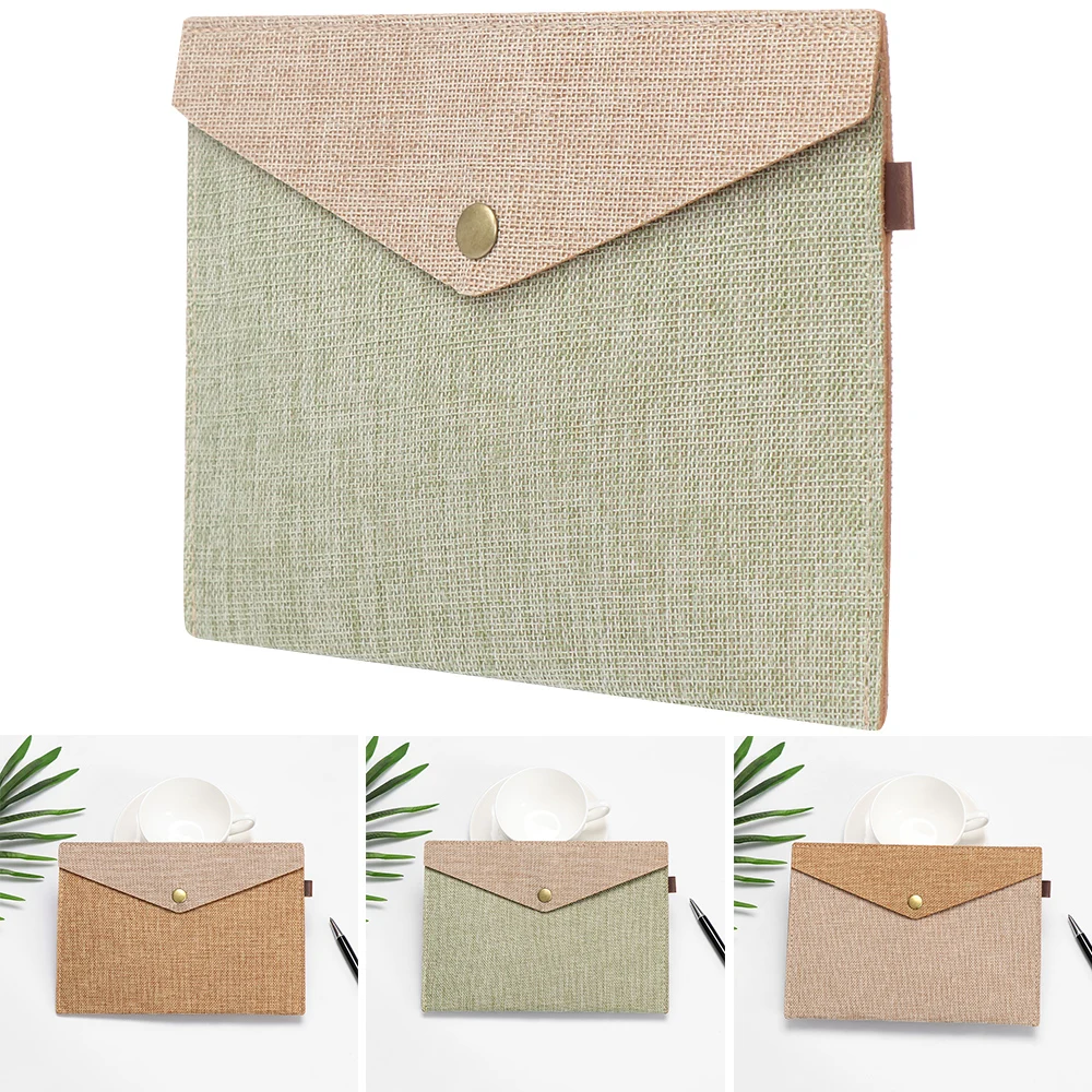 

1PC Simple A4/A5 Elegant Big Capacity Document Bag Imitation Linen Canvas Felt File Bag Briefcase File Folders Office Supply