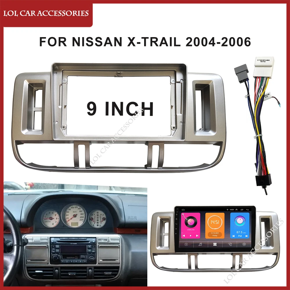 

9 Inch Car Radio Fascia For Nissan X-Trail 2004-2006 2 Din Head Unit DVD GPS MP5 Android Player Stereo Panel Dash Frame Trim Kit