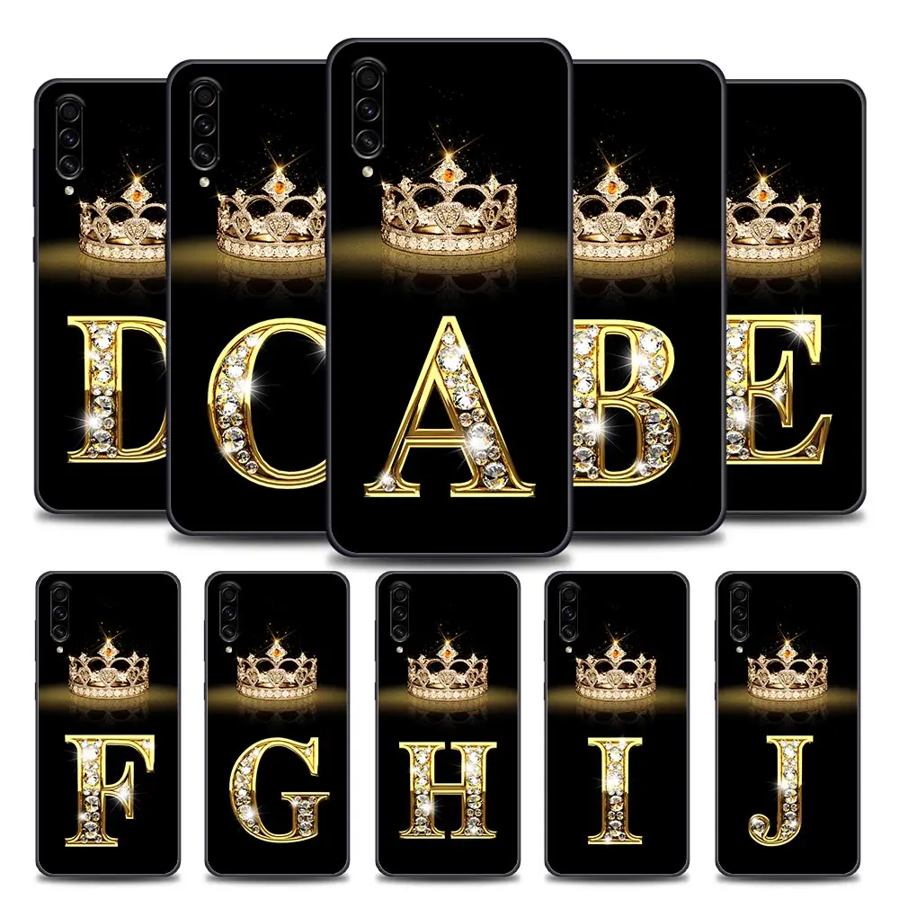 

Diamond Crown Letter A-M Samsung Case for A10 e S A20 A30 A30s A40 A50 A60 A70 A80 A90 5G A7 A8 2018 Soft Silicone Cover