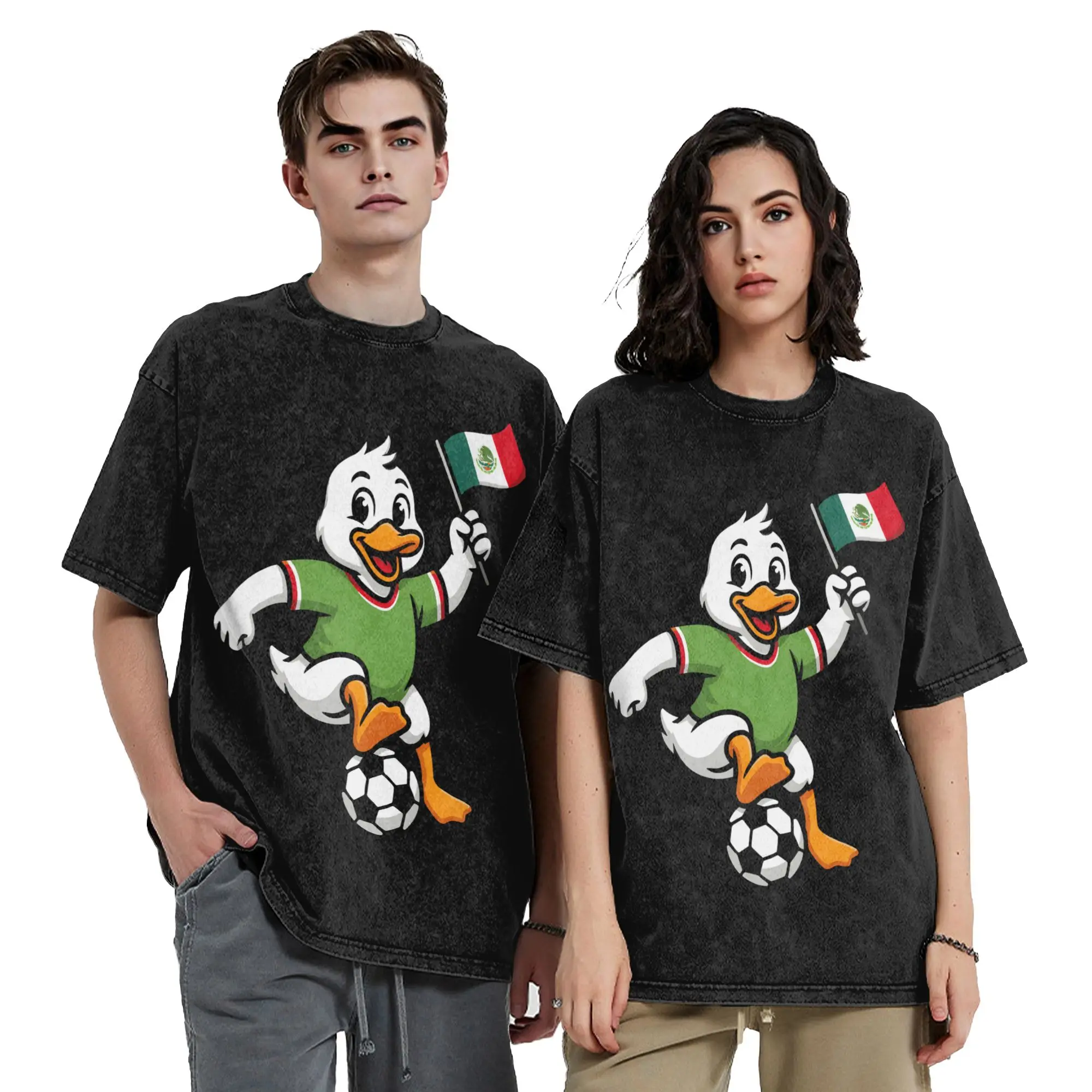 Фото Футболка El Pato del Partido Merlin The Duck Mexico Soccer, хип-хоп, из выстиранного хлопка, в стиле Харадзюку, винтажная, для мужчин и женщин, летняя №1