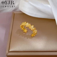 oyjr korean fashion flower rings adjustable opening vintage finger ring proposal wedding for women jewelry aesthetic girls gifts