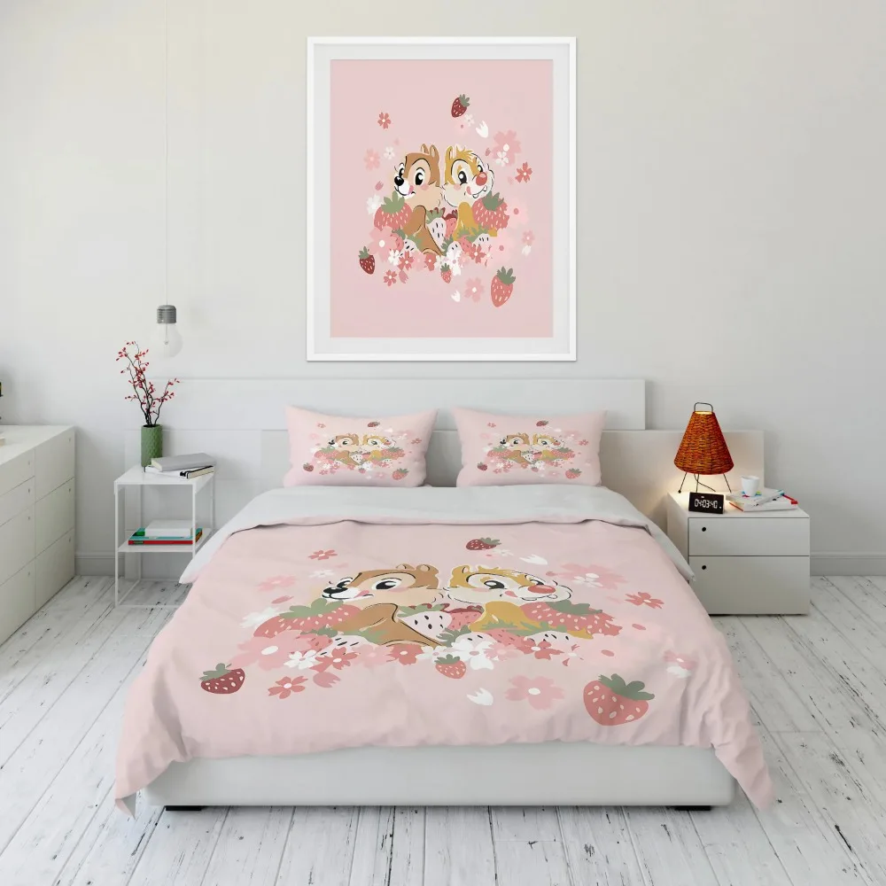 Комплект постельного белья из 3 предметов с мультяшным принтом Чип и Дейл