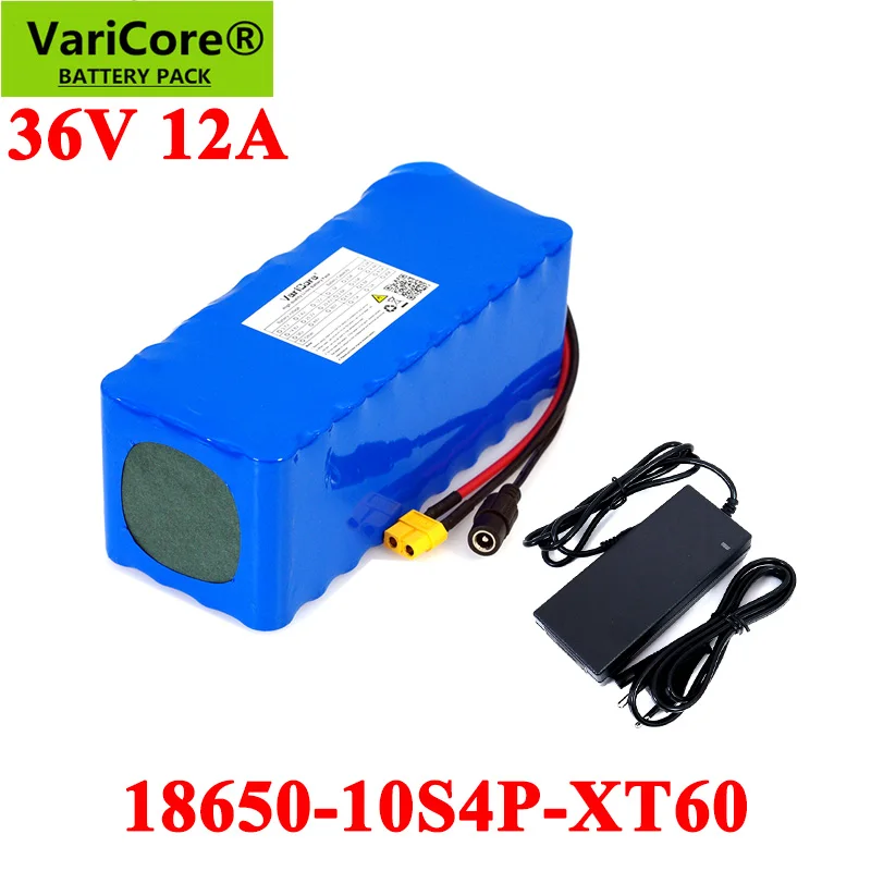 

VariCore 36V 12AH 10s4p 500w Electric Bike batteries 18650 Lithium Battery Pack Built in 20A BMS with 42V 2A E-bike Charger
