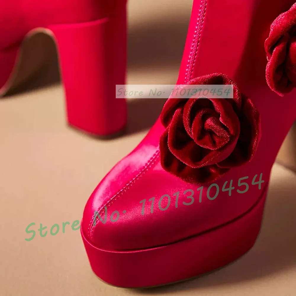 Женские атласные ботинки на платформе и массивном каблуке