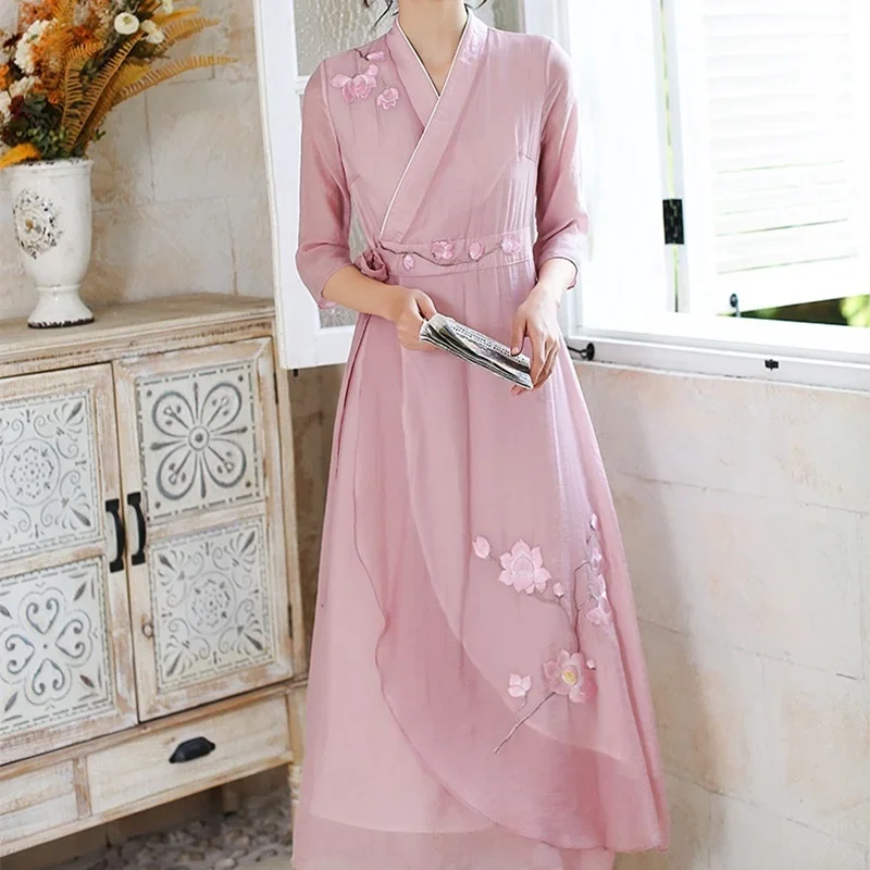 Традиционное китайское платье Ципао Cheongsam элегантная женская одежда 2024