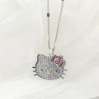 sanrios kt cat rhinestone bowknot cute fashion crystal necklace pendant pendant jewelry ornament hellokittys pendant necklace