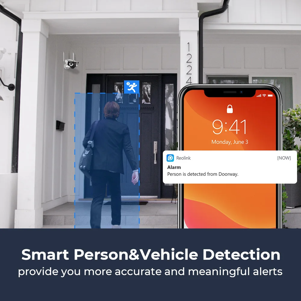 Reolink двойная линза Duo WiFi камера 4MP солнечная батарея с широким обзором наружная