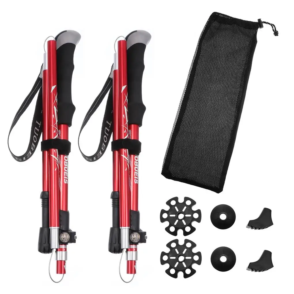 

1 Pairs of Trekking Poles Folded Aluminum Alloy Collapsible with Storage Bag Hiking Poles Adjustable Quick Lock for Hiking Campi