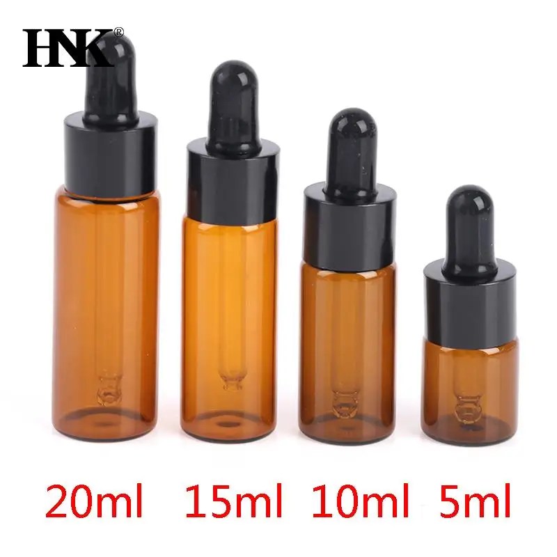 

5pcs 5ml 10ml 15ml 20ml Amber Glass Dropper Bottle Jars Vials With Pipette For Cosmetic Perfume Essential Oil Bottles