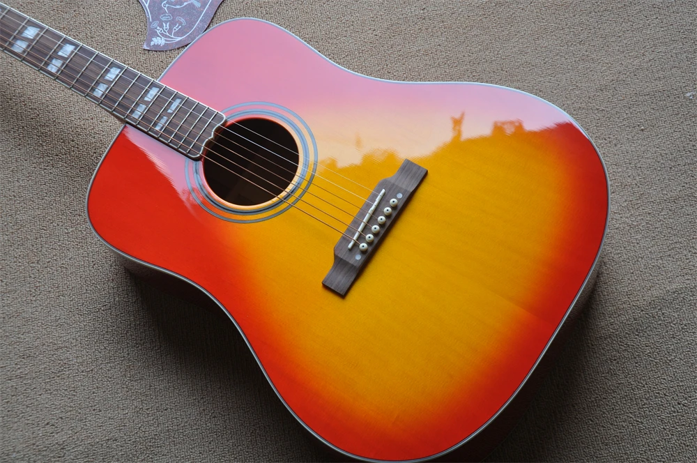 

41 Inches Solid Spruce top hummingbird acoustic guitar Vintage Cherry Sunburst finish acoustic guitar in stock 418