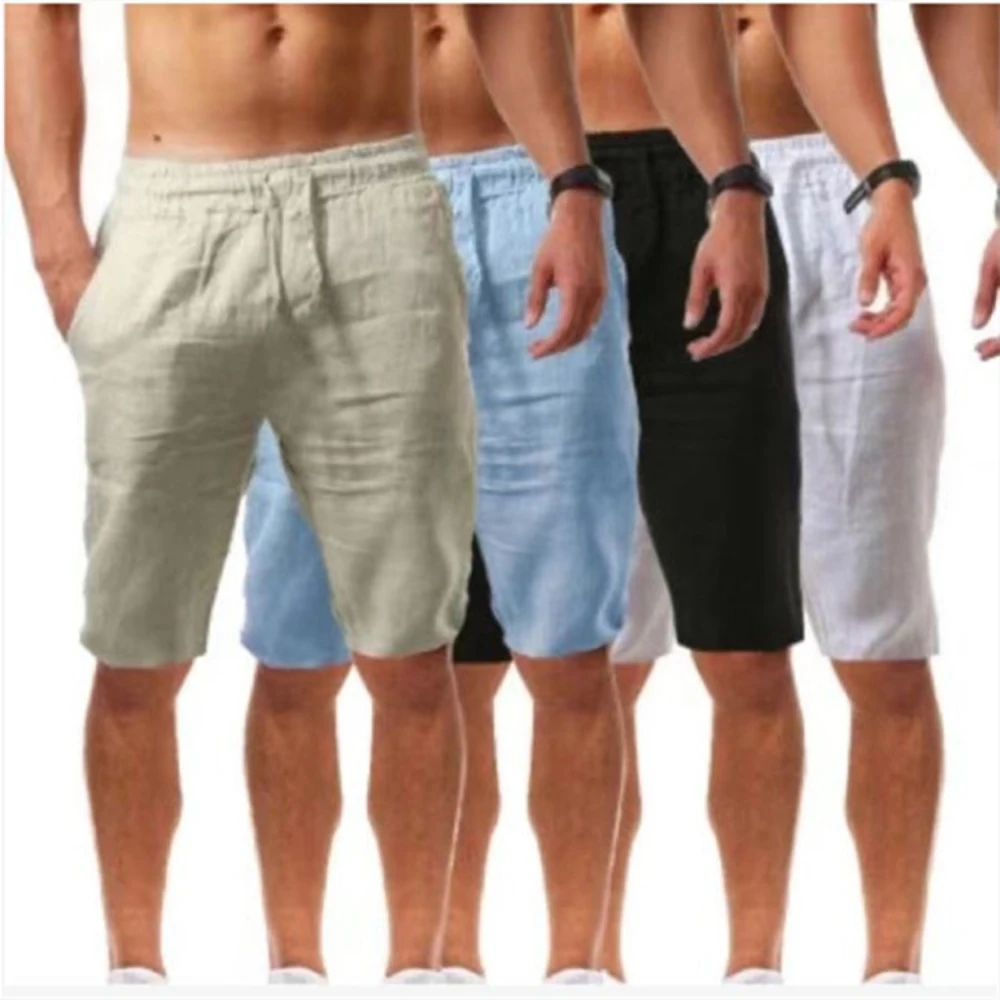 2022 summer loose linen breathable Capris men's sports casual pepe pants for men mens clothing