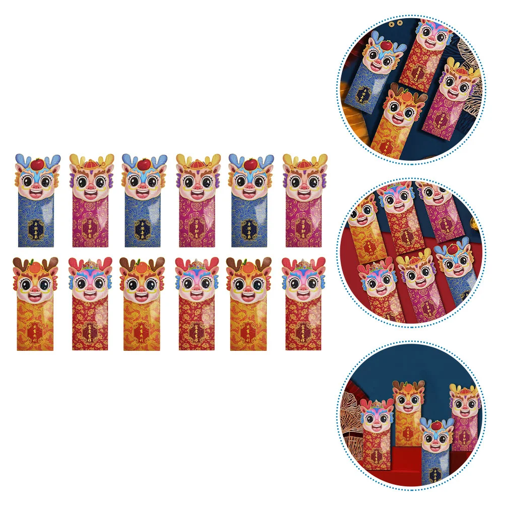 

12 Pcs Envelope Chinese New Year 2024 Money Bag Envelopes Red Lucky Gift Paper Packet Purse