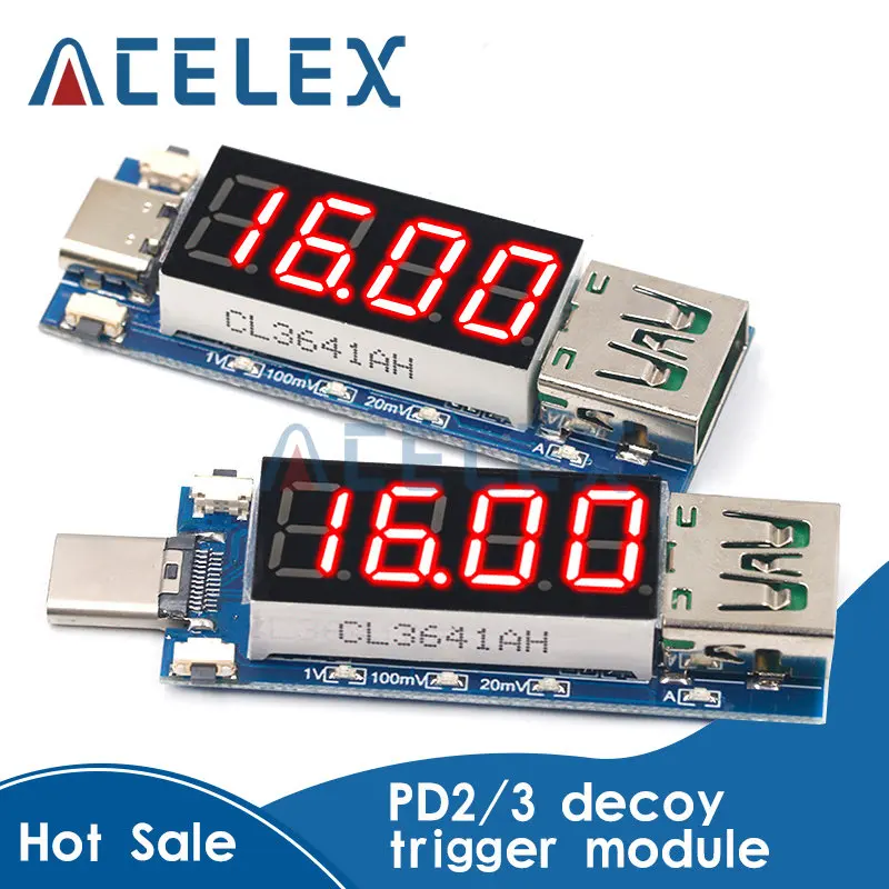 

Type-C PD decoy module Quick charge trigger module DC digital display voltage ampere meter Test instrument Support PD2.0 PD3.0