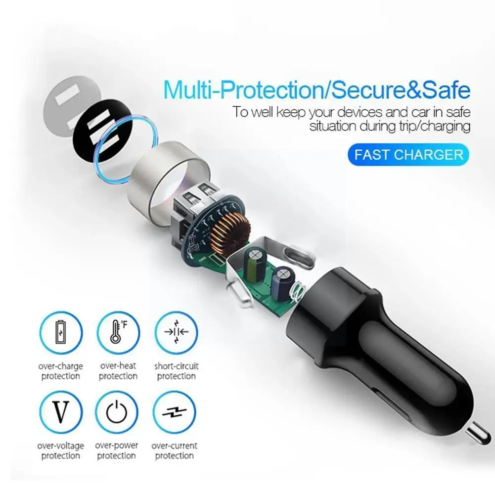 

Автомобильное зарядное устройство с двумя USB-портами, 3,1 А