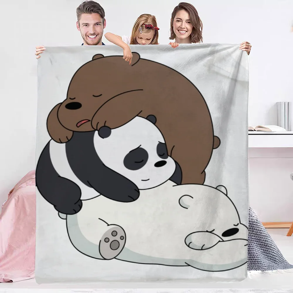 Плюшевое Одеяло We Bare Bears Нечеткая Теплая Зимняя Стеганая Длиной До Колена