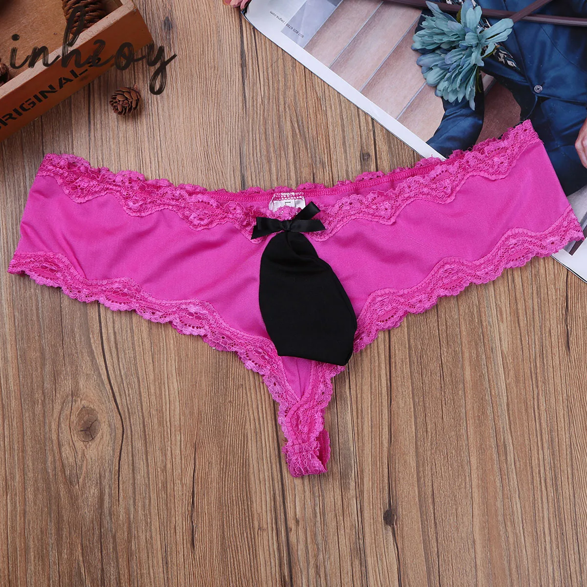 Трусы-стринги мужские с кружевной отделкой нижнее белье для геев низкой талией