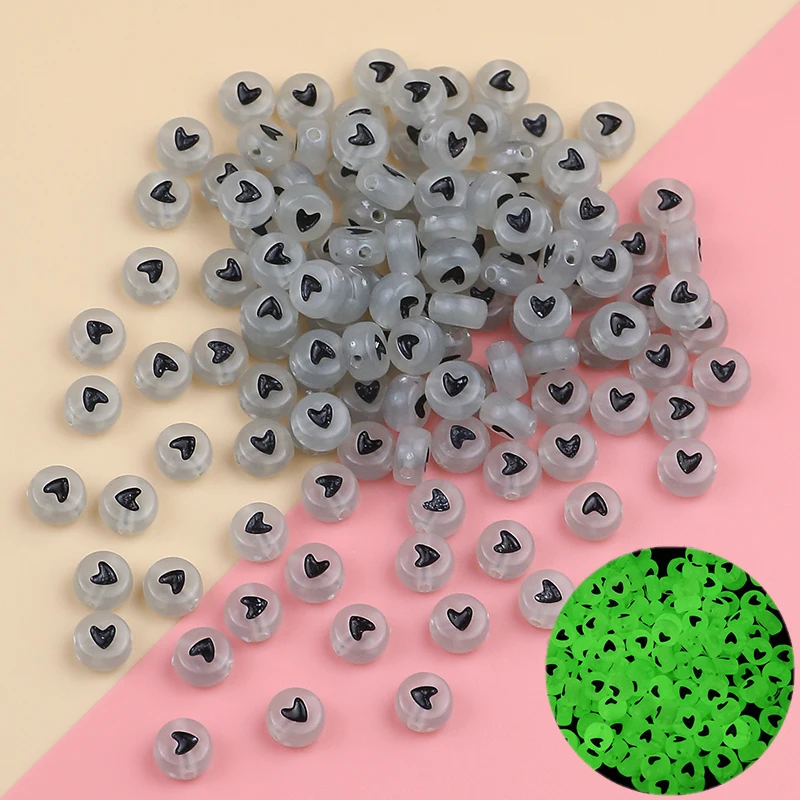 

4x7mm transparent black luminous peach heart acrylic beads round spacer beads Diy jewelry for bracelet necklace accessories