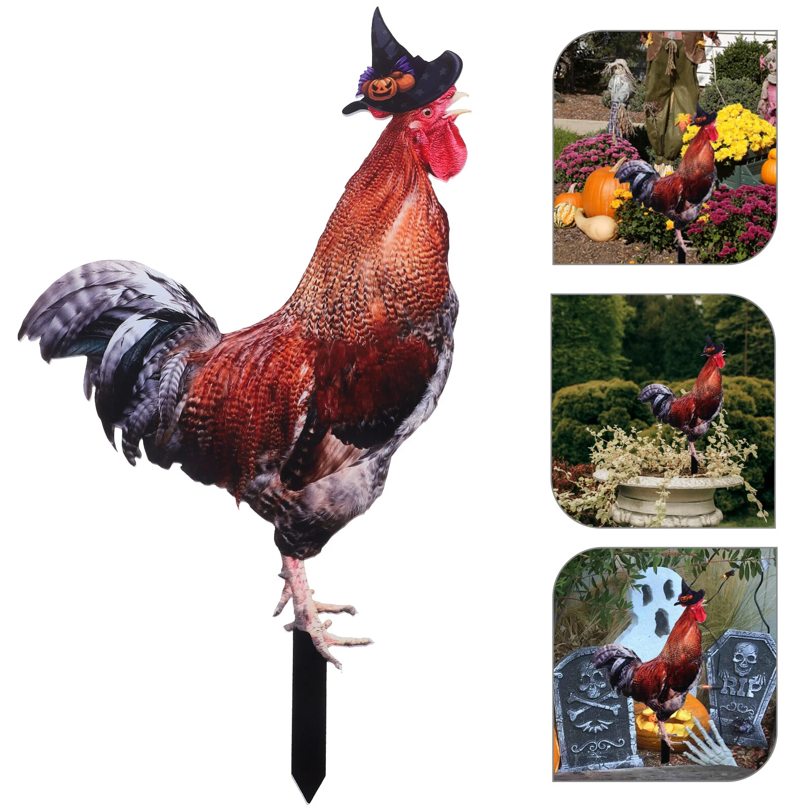 

Rooster Decor Garden Acrylic Sign Double Sided Chicken Yard Stake Adornment Lawn