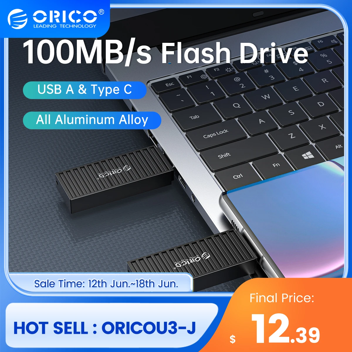 

ORICO USB 3.2 USB Flash Drives 32GB 64GB 128GB 256GB Pen Drive Memory Stick Metal U Disk Container Shape Design for Type-C USB A