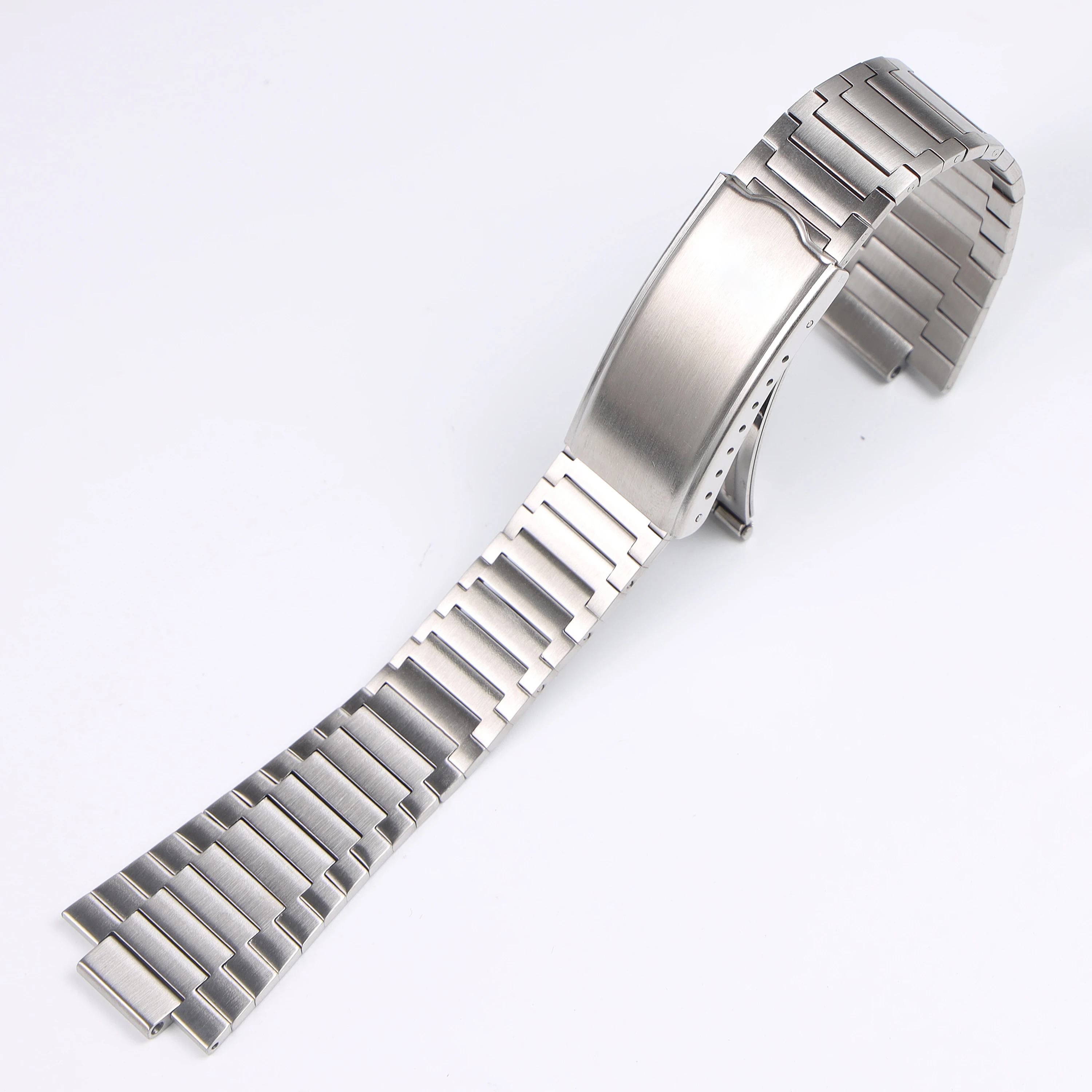Фото Винтажный ремешок для часов Omega TV Seamaster 1020 из матовой серебристой нержавеющей стали 22*11 мм с металлической раскладывающейся застежкой, браслет на запястье №2