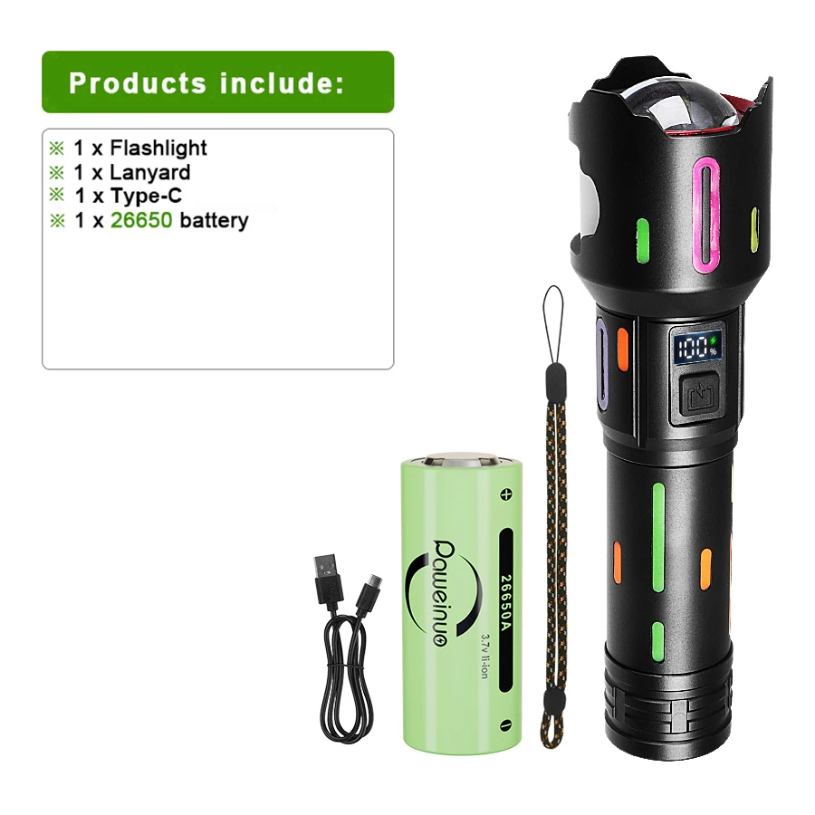 

Лазерный фонарик белый алюминиевый rechargeable 10000000LM