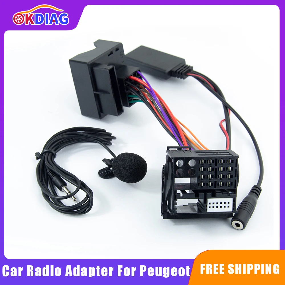 

Car Radio Adapter For Peugeot 207 307 407 308 For Citroen C2 C3 RD4 12Pin Bluetooth Module Wireless Radio Stereo AUX-IN Audio