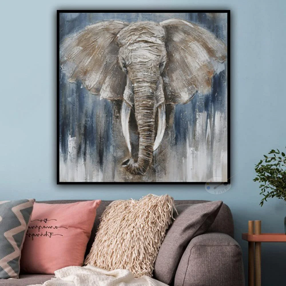 

Картина маслом в виде слона, ручная работа, большой размер, 100%, Картина на холсте, ручная роспись, картина для гостиной на стену