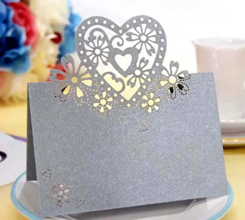 

Laser Cut Table Name Card Heart Shape Wedding Decor Place Cards 50pcs Message Setting Card Party Home Supplies For Wedding Party