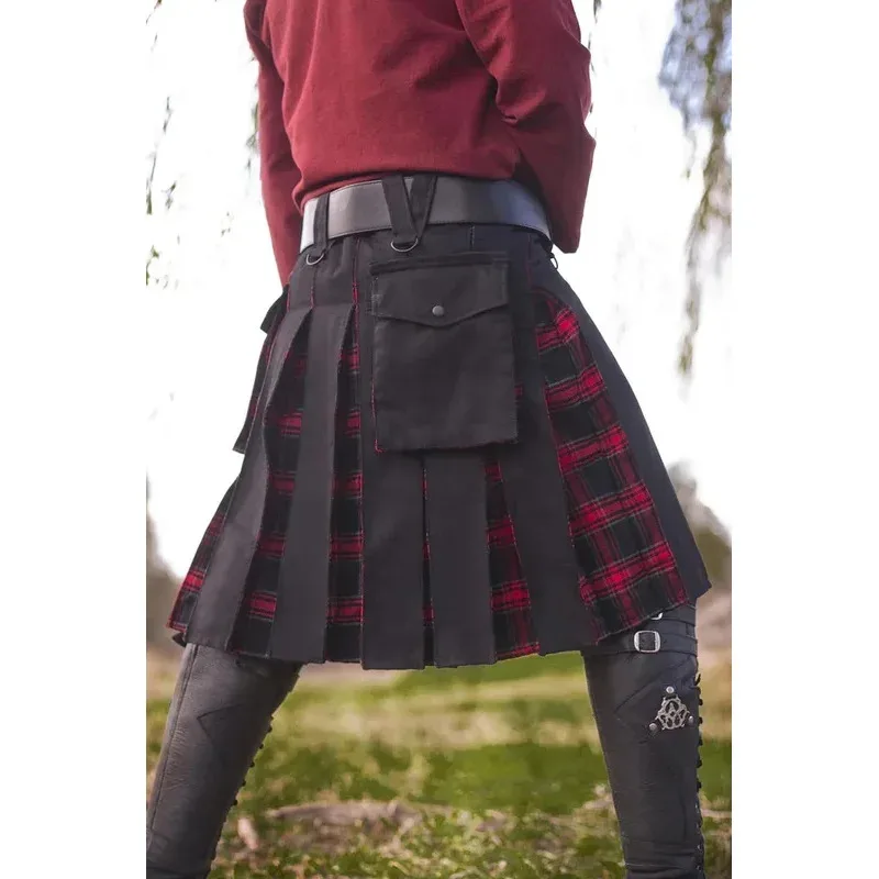 Фото 2026 Royal Scottish Hybrid Plaid Utility Kilts Tartan для взрослых, кельтский 19-й горный тактический костюм с ремешком, хлопковый наряд для мужчин, Bl №3