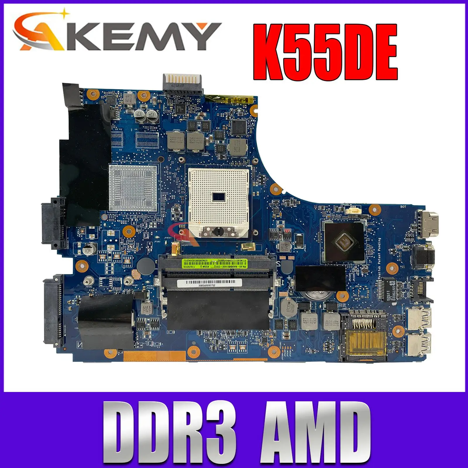 

Материнская плата K55D для ноутбука ASUS K55DE K55DR, материнская плата для ноутбука, DDR3 AMD 100%, полностью протестирована