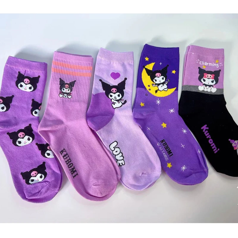 Комплект Из 5 Женских Фиолетовых Хлопковых Колготок С Мини-носками Disney Sanrio Kuromi