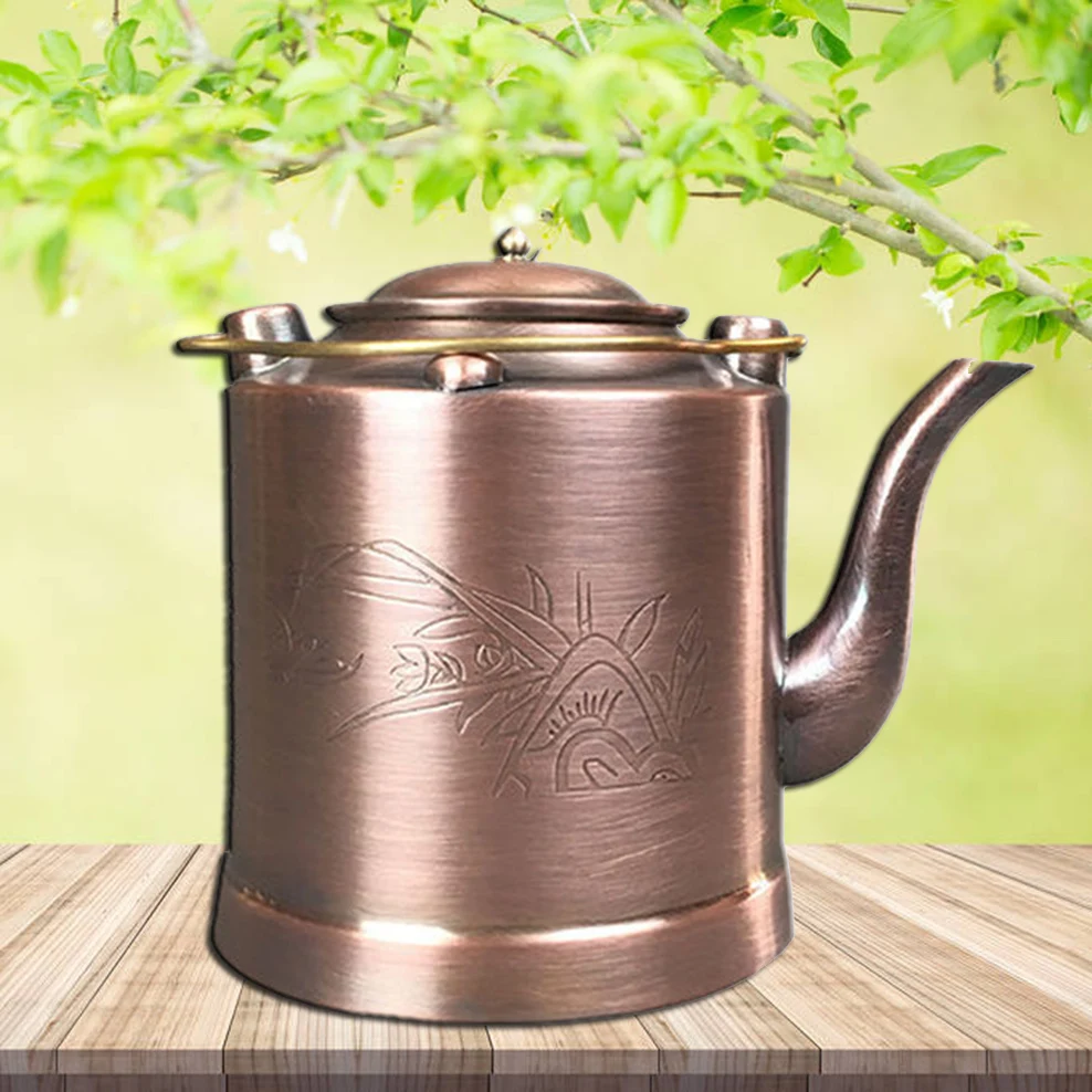

1.5L Antique Copper Teapot Household Boiling Teapot With Filter Handmade Boiling Kettle Straight Red Copper Pot