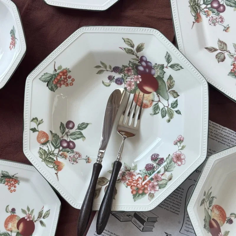 Набор из восьмиугольной фарфоровой кофейной чашки и блюдце обеденные тарелки