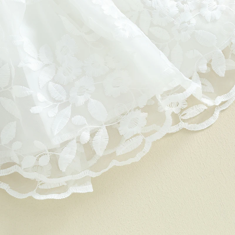 Детские комбинезоны для новорожденных девочек платье с цветочной вышивкой и