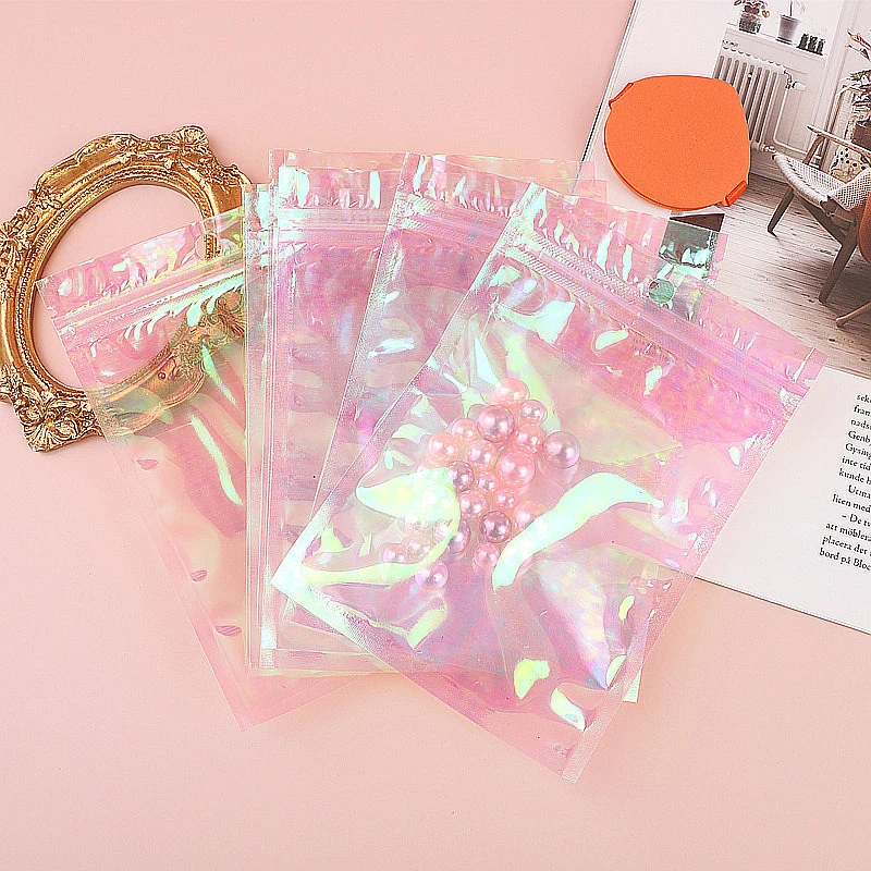 100 шт. многоразовые лазерные переливающиеся пакеты с застежкой-молнией