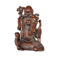 vintage boxwood wooden crane statue decor buddha god longevity carved old turtle decor desk study souvenir amusing