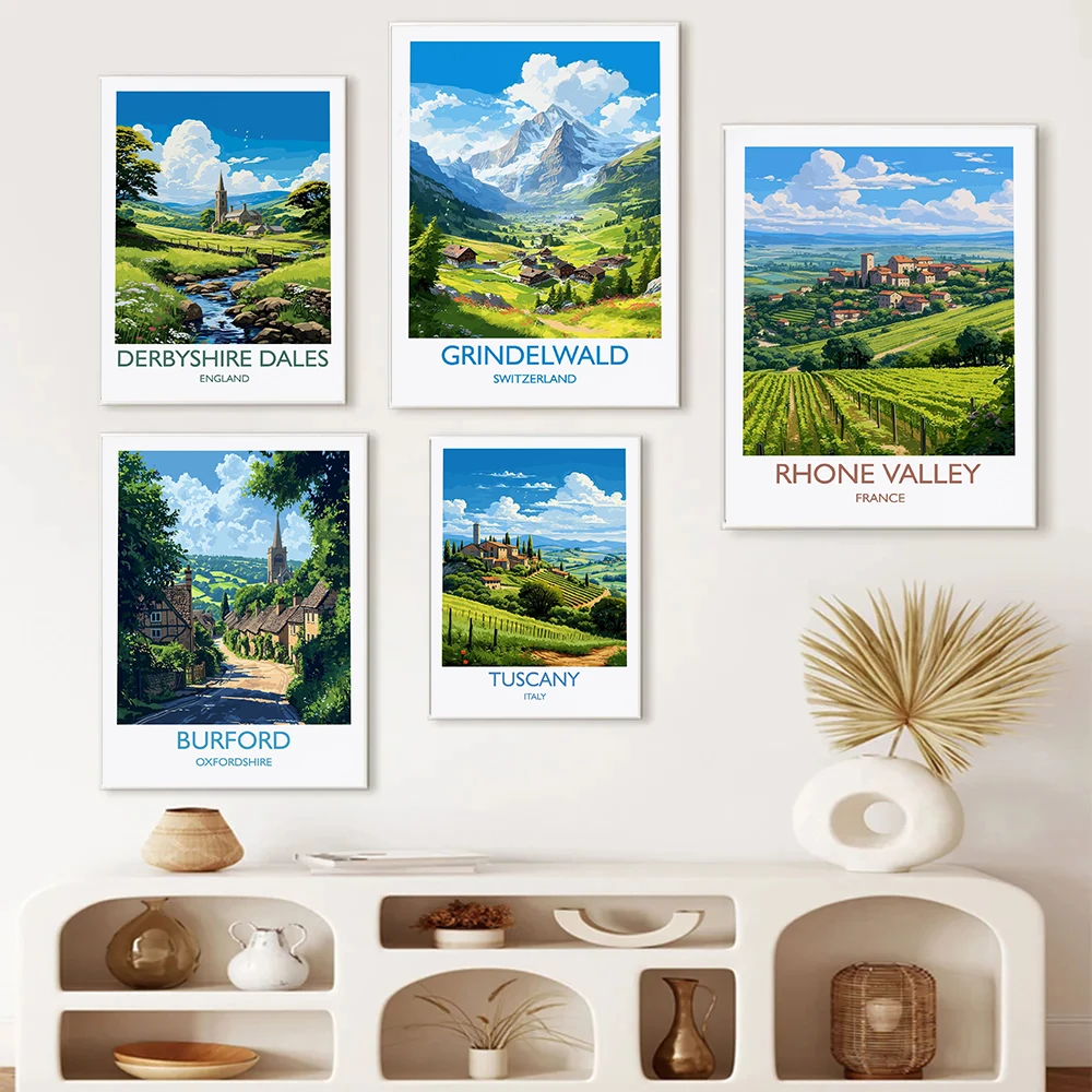 Скандинавский туристический город лес степ снежная гора деревня художественная