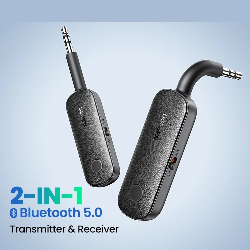 

UGREEN 2-in-1 Bluetooth Adapter Transmitter Receiver Bluetooth AUX 5.0 Wireless 3.5mm Adapter Stereo for Earphones TV Car Audio
