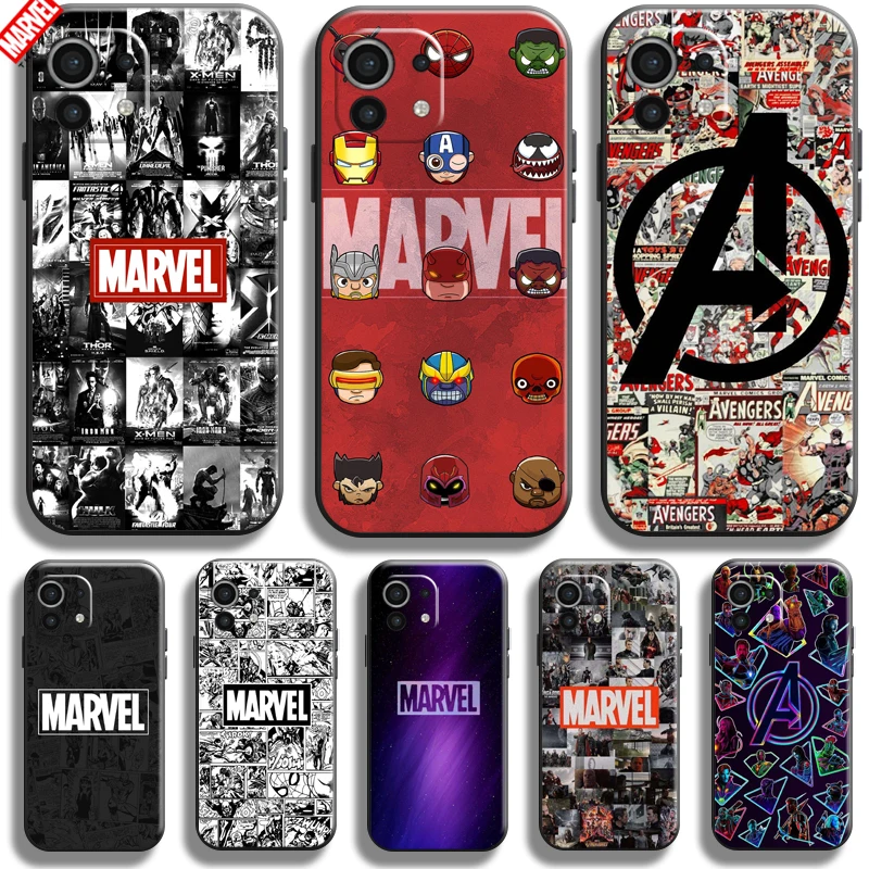 

Marvel Logo Avengers For Xiaomi Mi 11 11 Lite 5G Phone Case Soft Silicon Coque Cover Black Funda Thor Captain America Comics