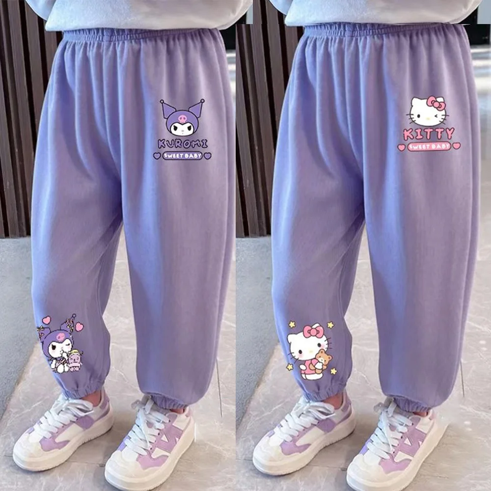 

Детские брюки Sanrio Kuromi Cinnamoroll с аниме My Melody, новинка на весну-лето, штаны для бега, спортивные брюки для мальчиков и девочек для фитнеса, детский подарок
