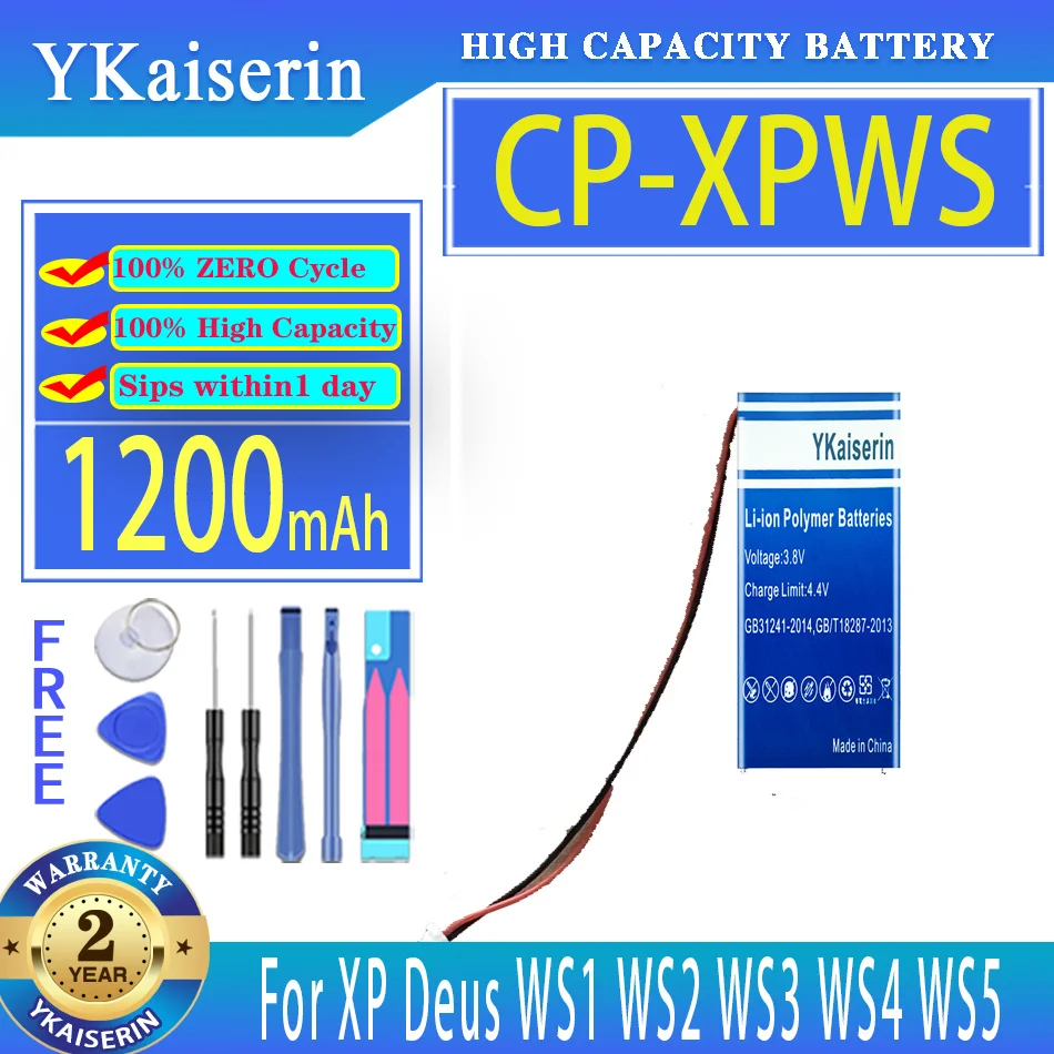 

YKaiserin 1200mAh Replacement Battery CP-XPWS CPXPWS For XP Deus WS5 WS1 WS2 WS3 WS4 Digital Batteries