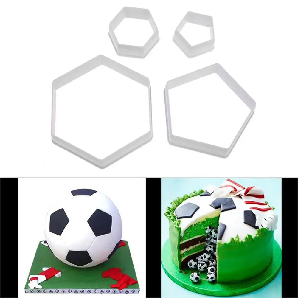 

4PCS/SET DIY Football Cookie Mold Sugar Craft Fondant Baking Bakeware Plastic Soccer Decoration Biscuit Cake Molds Kitchen Tools