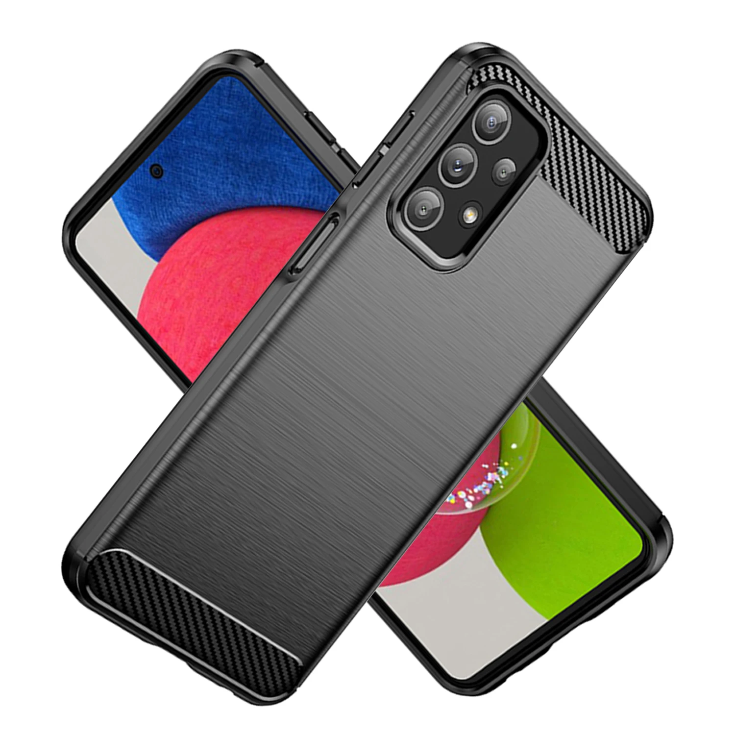 

For Galaxy A04E A04S A04 M52 M13 A13 A23 A33 A53 TPU Case Soft Silicon Brushed with Texture Carbon Fiber Design Cover