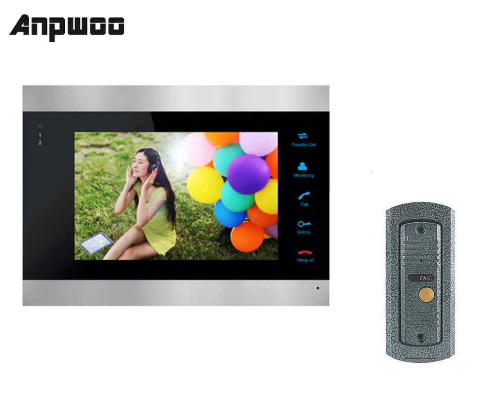 ANPWOO 7 Inch Color LCD Video Door Phone Intercom System Door Release Unlock Color Doorbell Camera 600TVL Night Vision