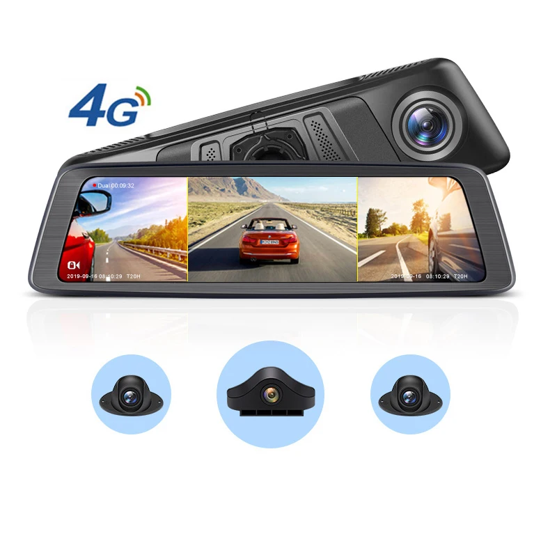 

2019 Octa-core WiFi 4G 4 Channel Car DVR Dashcam 10" ADAS Android Rearview mirror GPS FHD 1080P Rear Lens Video Recorder