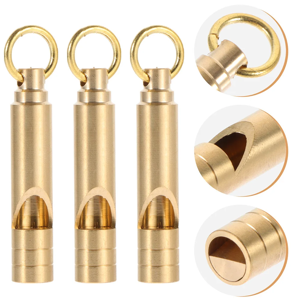 

3Pcs Retro Brass Whistles Emergency Brass Whistles Outdoor Survival Whistles