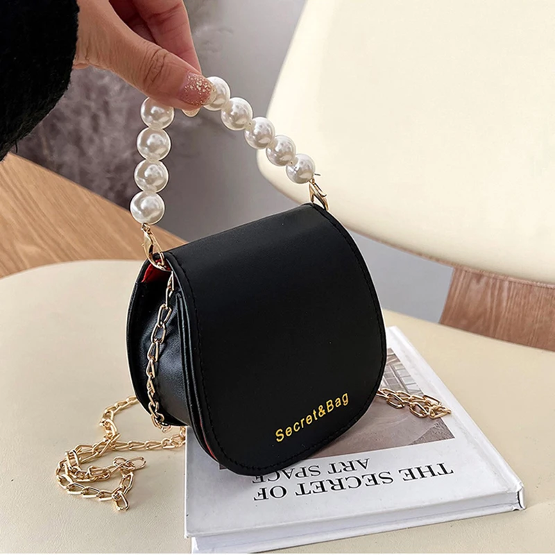 

Women Mini Handbags New Elegant Shoulder Messenger Bag Portable Chain Bags Girl Pearl Crossbody Rhombus Small Square Bag