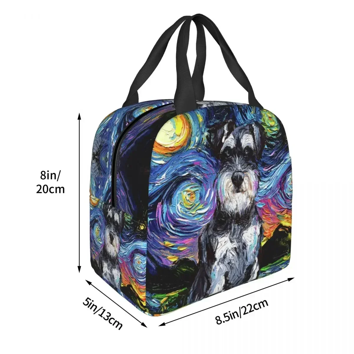 Индивидуальная сумка для ланча с изображением собаки шнауцера звездная ночь