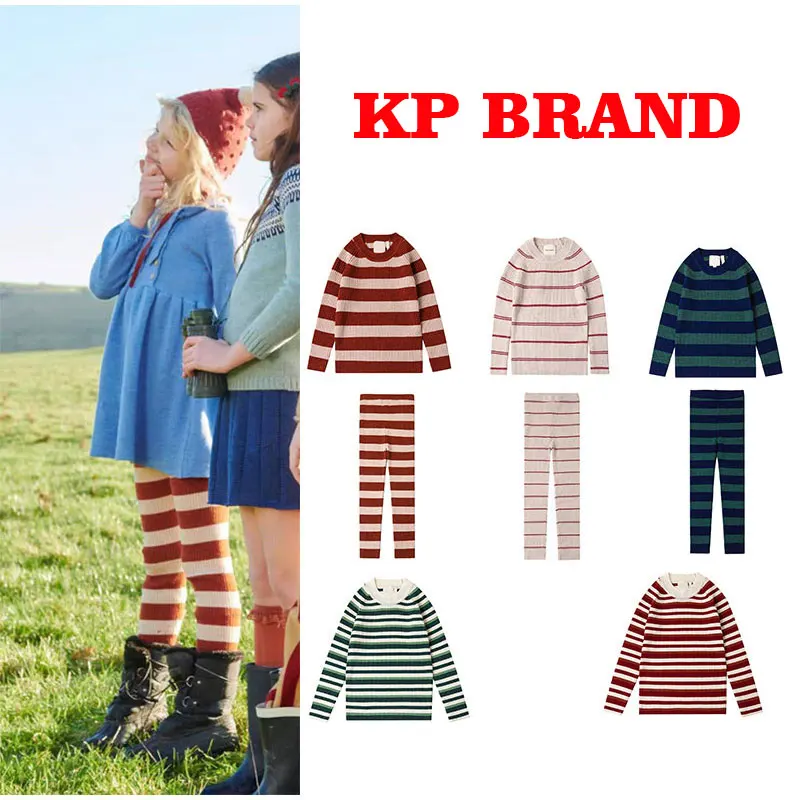 

2023 KP Brand Toddler Boys Girl Winter Knit Jumpers Pants Sets Quality Children Brand Clothes For Autumn and Winter Keep Warm